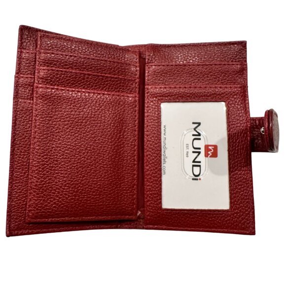 MUNDI Burgundy Genuine Leather RFID Zip Wallet - Picture 4 of 6
